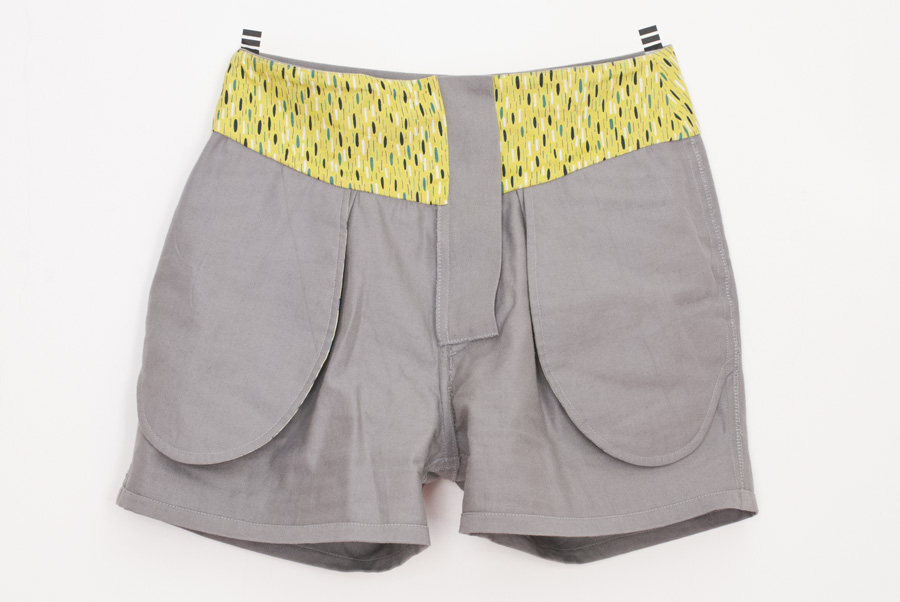 Grey Papercut Pleated Shorts: Inside