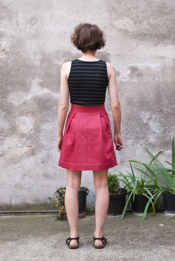 Red Denim Megan Nielsen Kelly Skirt: Back