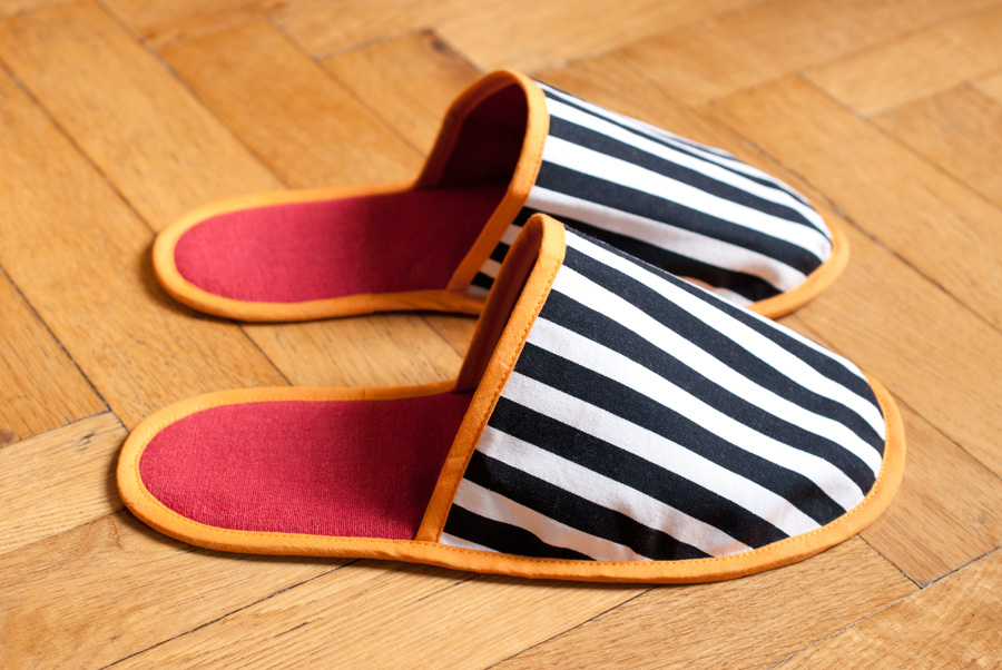 Stripey House Slippers: Side