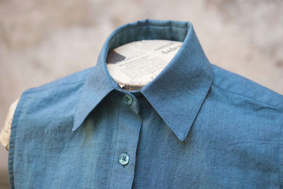 Teal Sleeveless Grainline Studio Archer Shirt: Collar