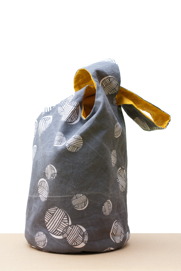 Japanese Knot Bag for the Secret Valentine Exchange: Grey Side, Knotted