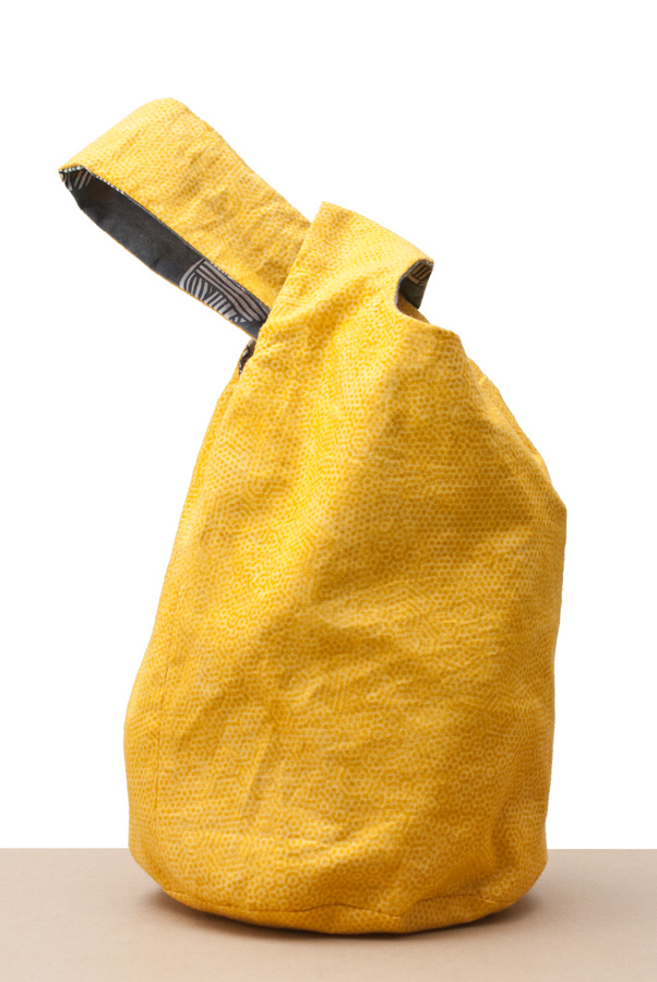 Japanese Knot Bag for the Secret Valentine Exchange: Yellow Side, Knotted