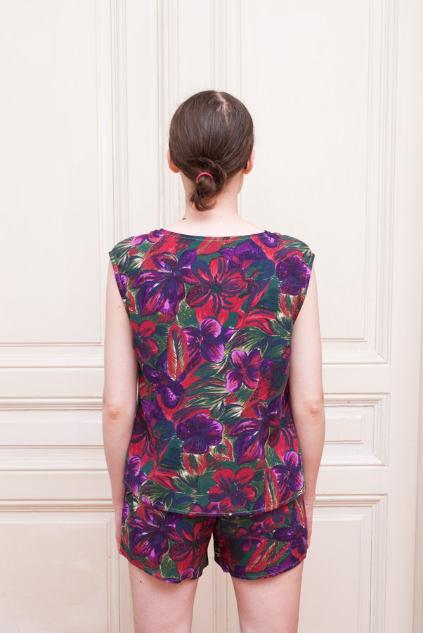 Floral Viscose Paprika Patterns Onyx Pyjamas: Back